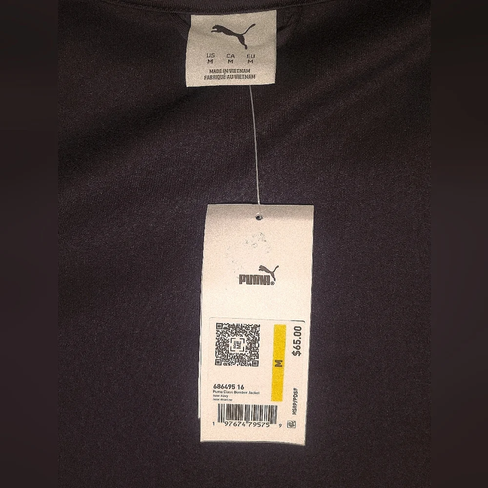 Mens PUMA Lightweight Bomber Jacket Two Tone Navy Size Medium - Picture 14 of 16